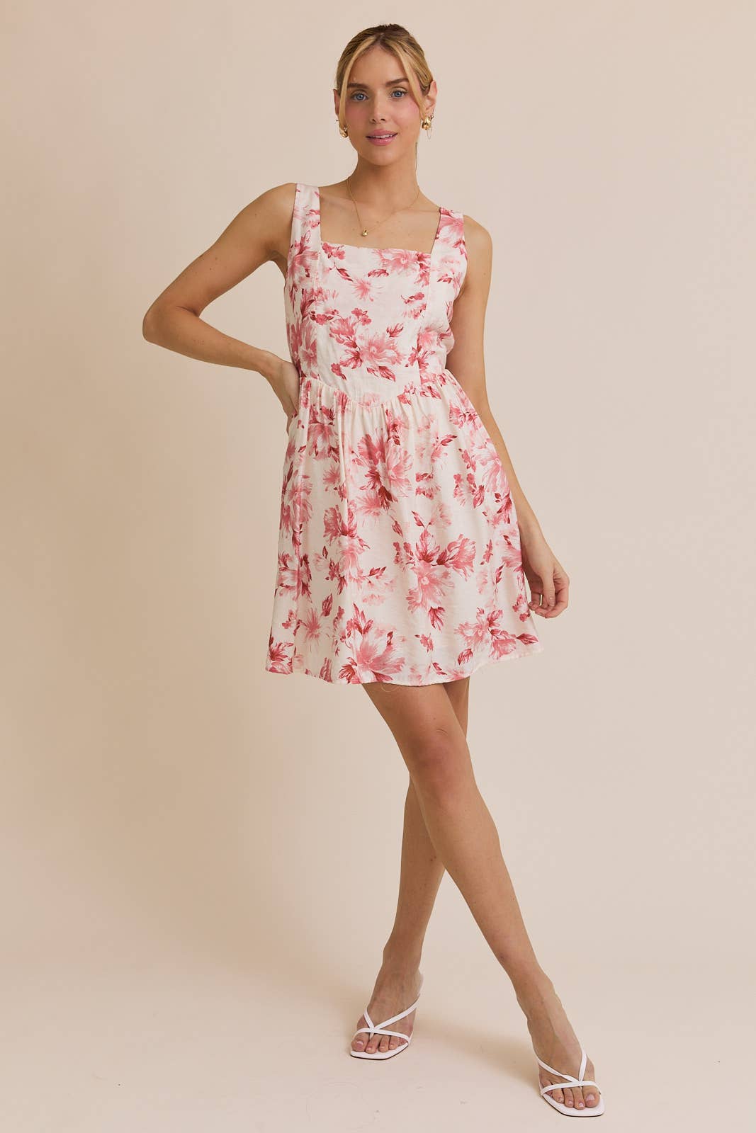 Red Roses Floral Mini Dress