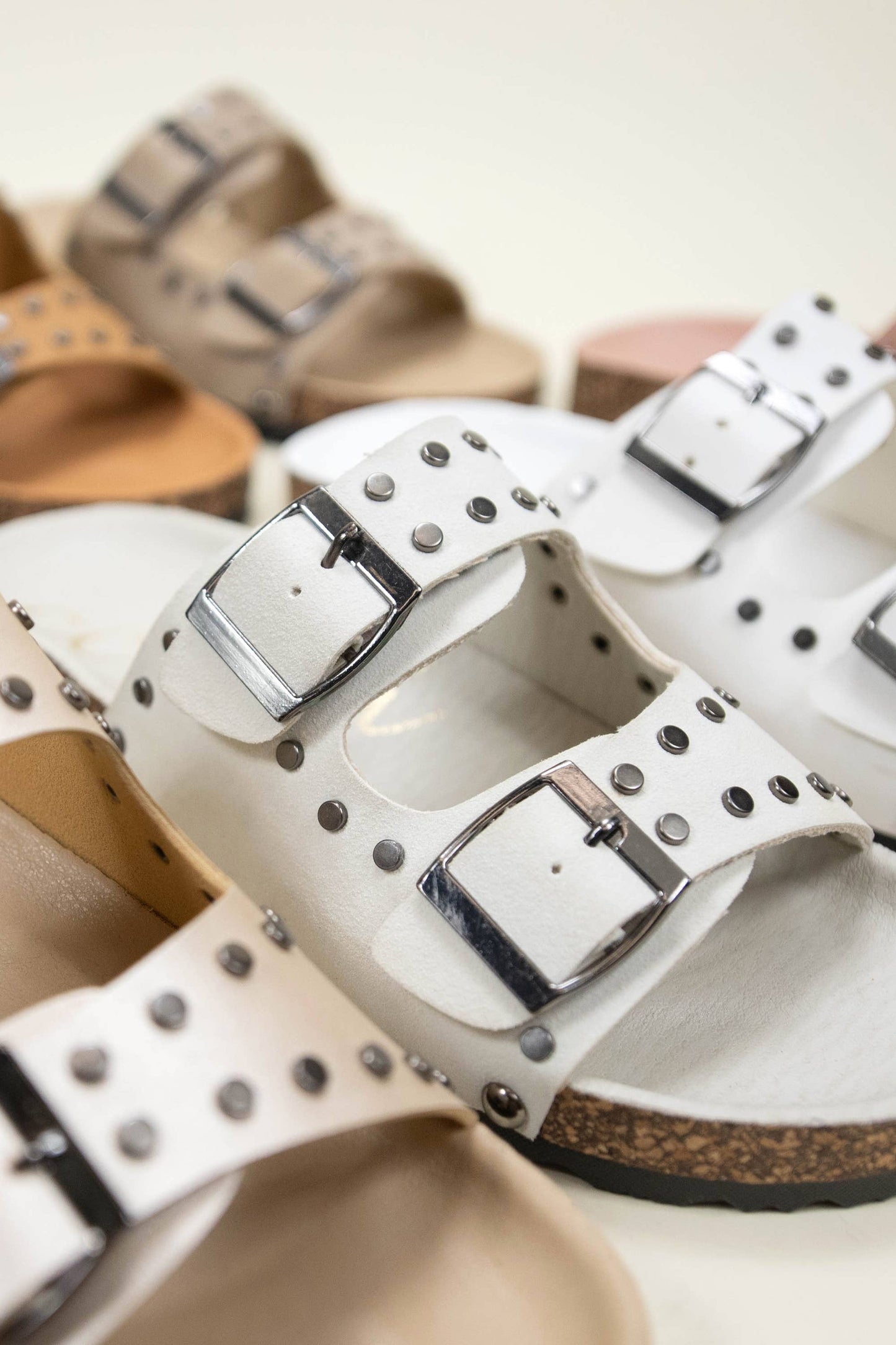 White Studded Buckle Sandal