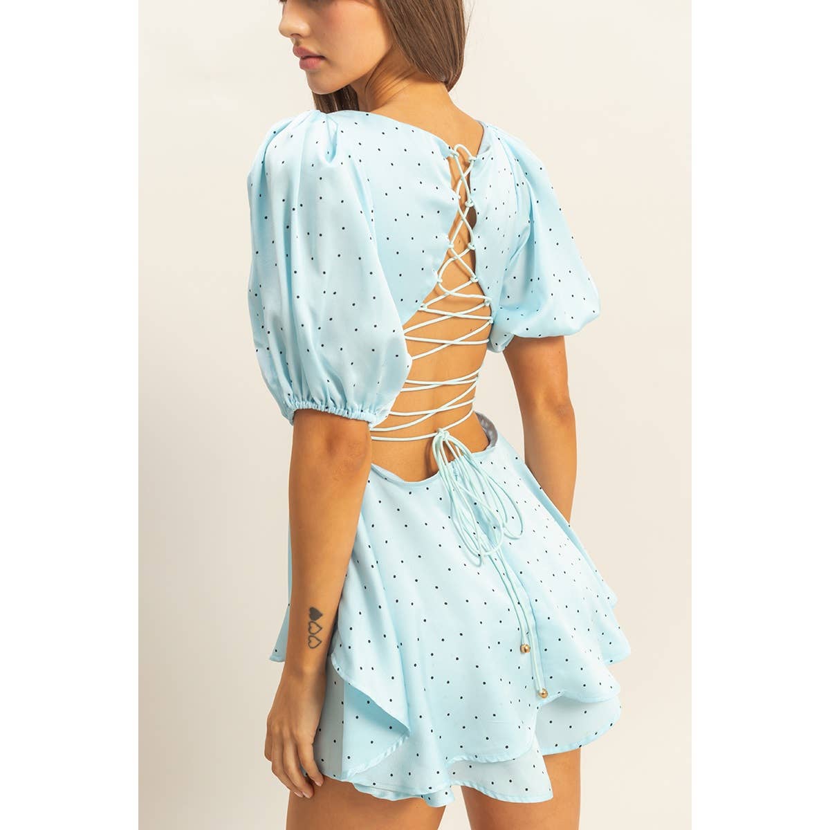 Polka-Dot Mini Dress - BLUE