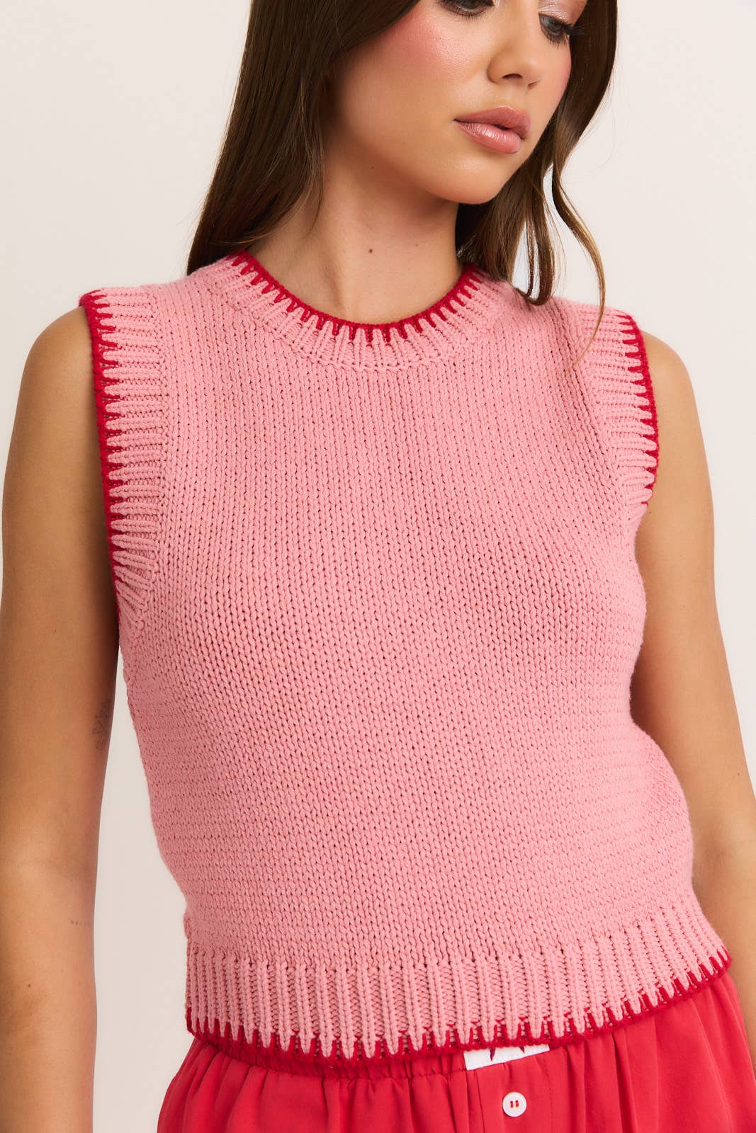 Cherry Stitching Sweater Top