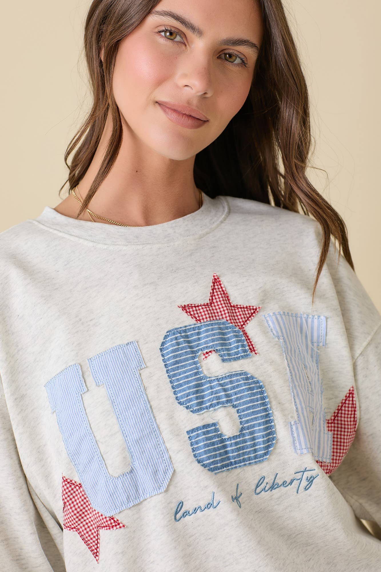 White USA Patchwork Sweatshirt