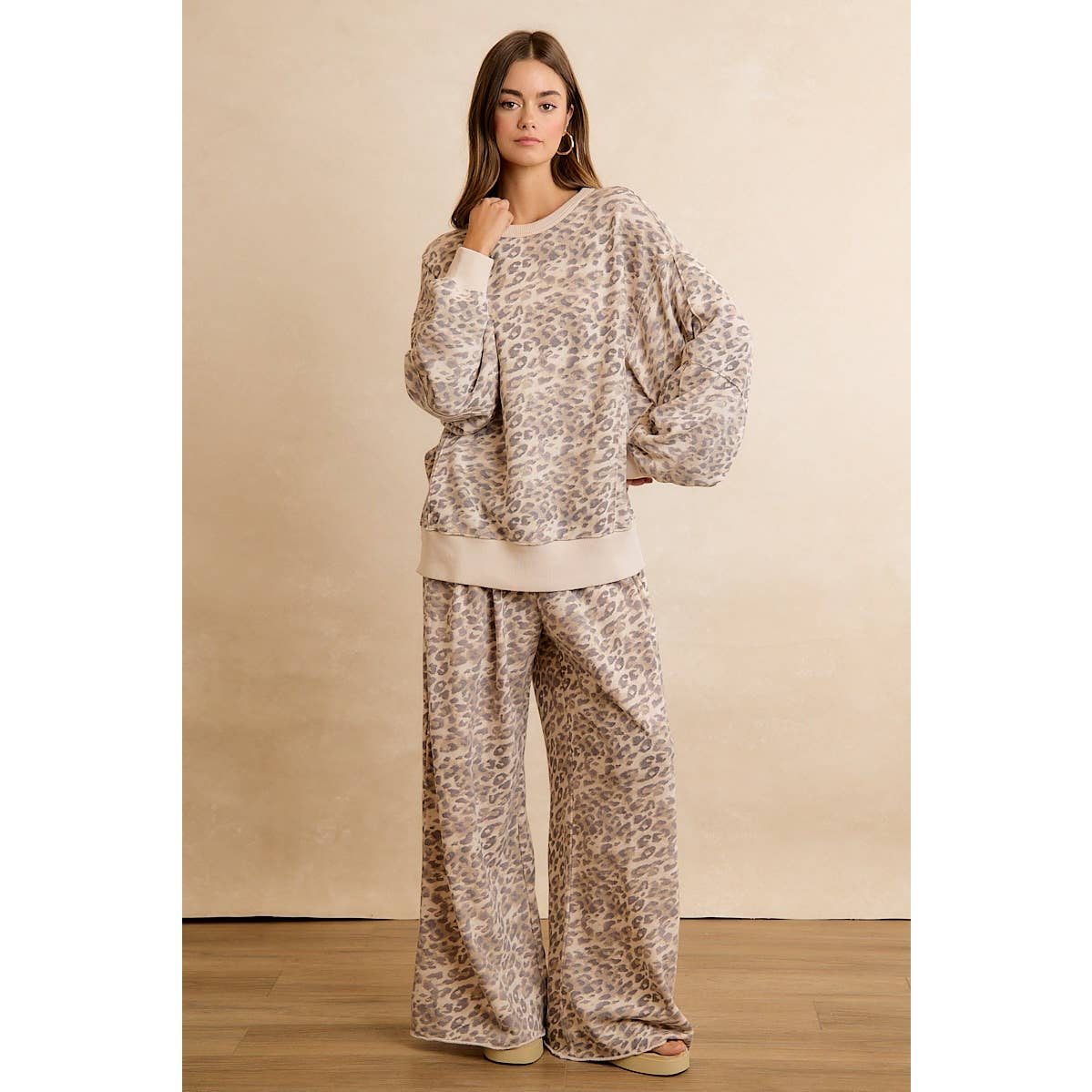 Leopard Print Wide Leg Pants