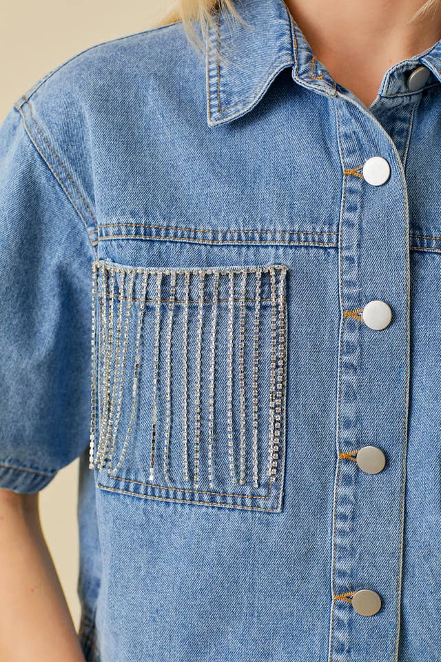 Rhinestone Cowgirl Denim Top