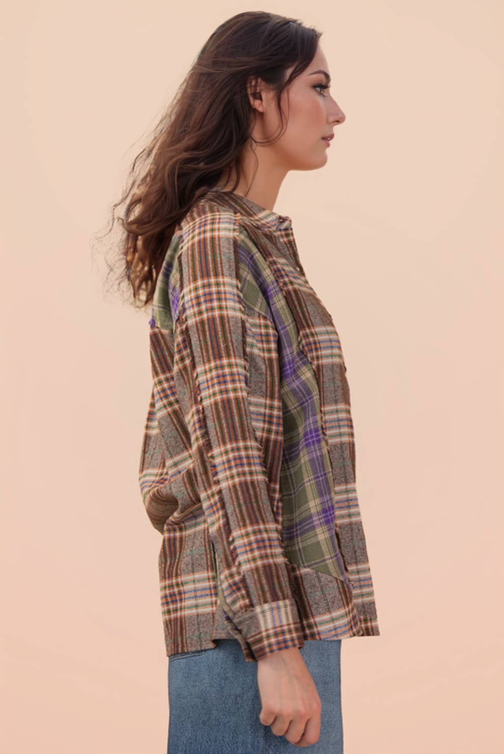 Casual Plaid Oversized Top