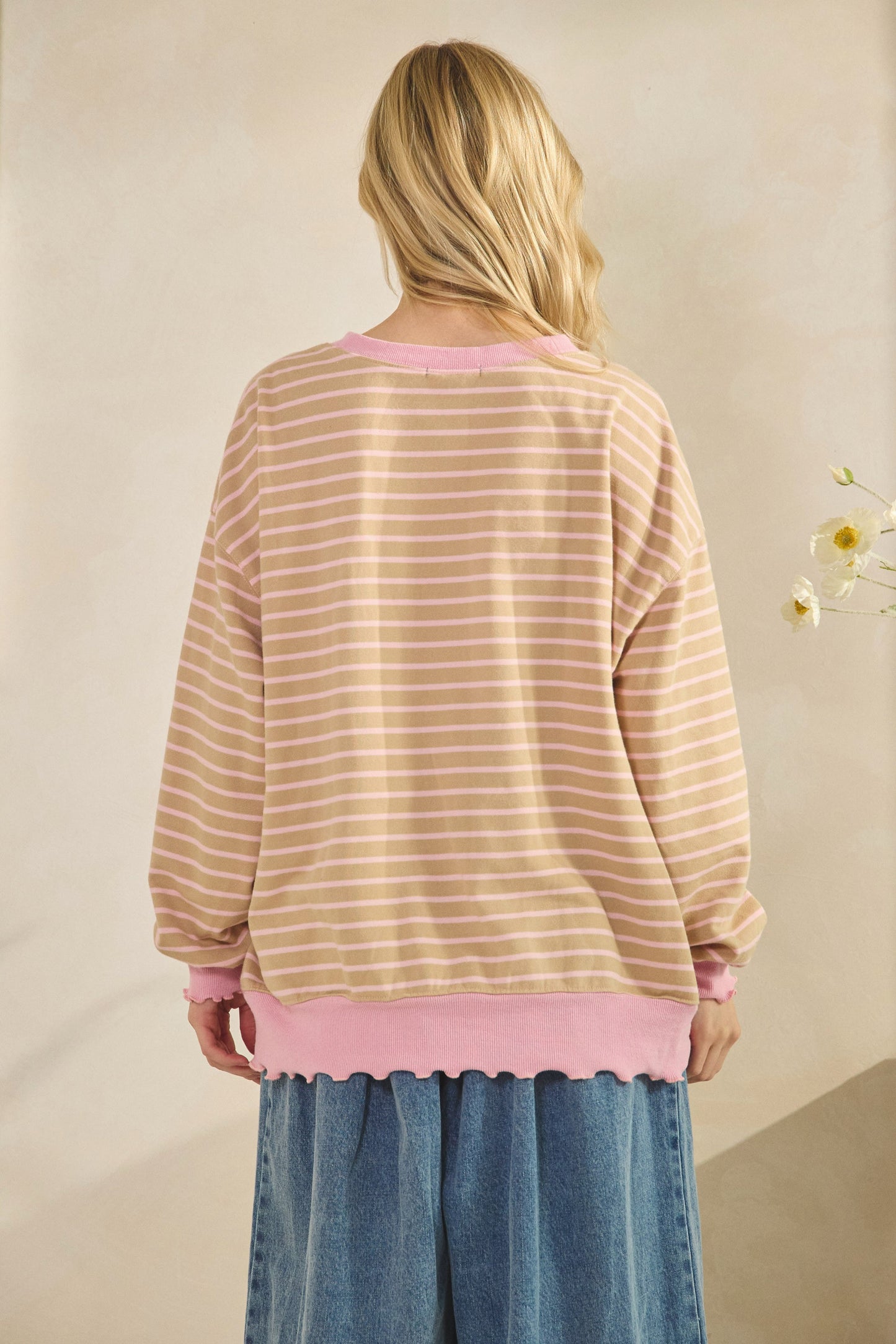 Mocha & Pink Striped Top