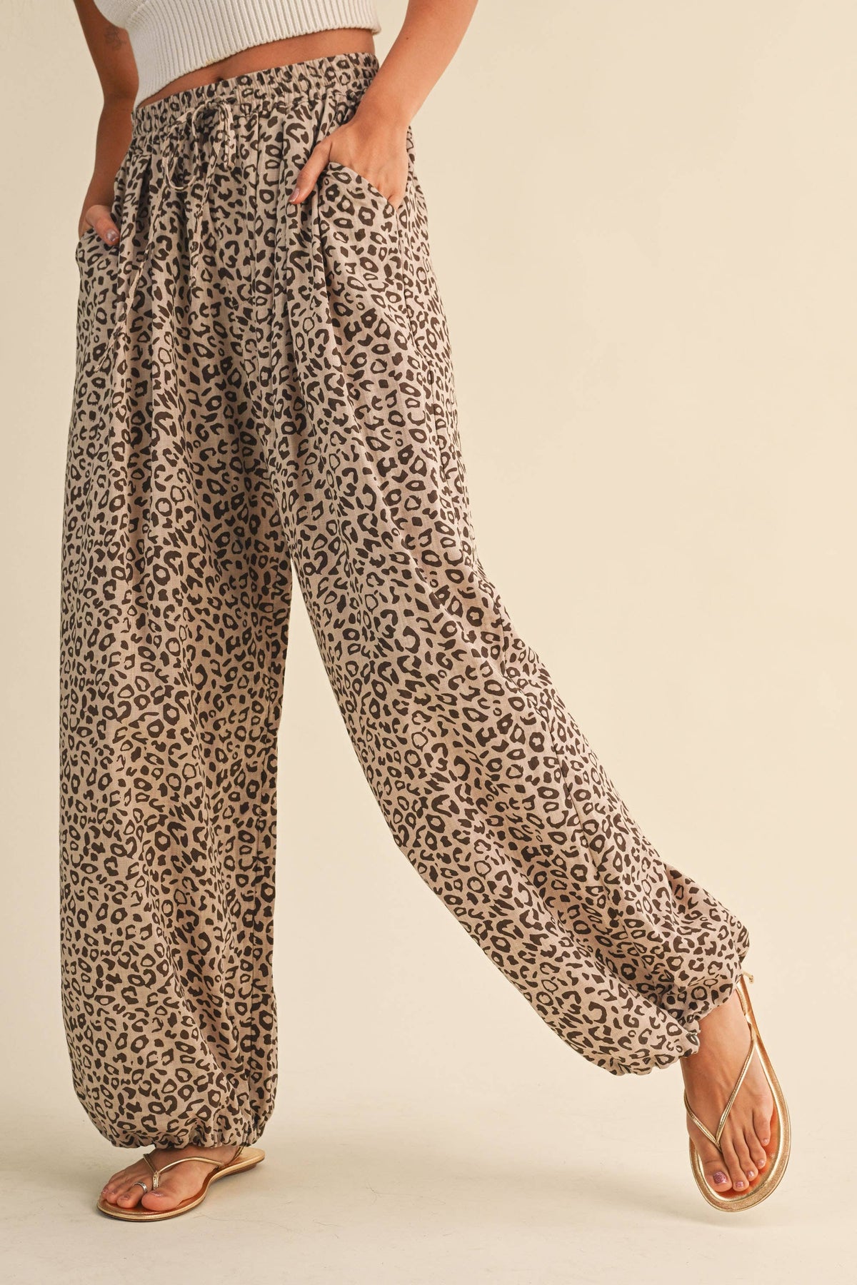 Leopard Gauze Balloon Pants