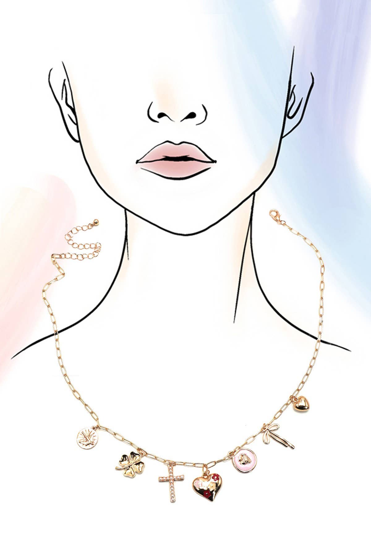 Cross & Clover Charm Necklace