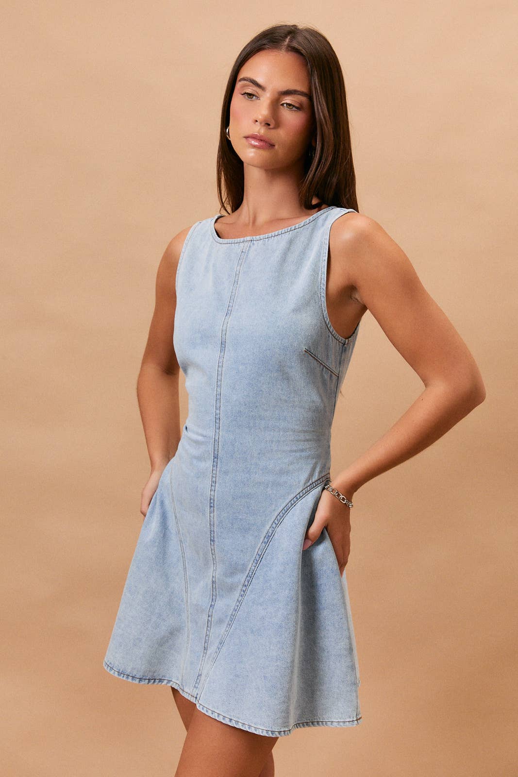 Flared Denim Mini Dress