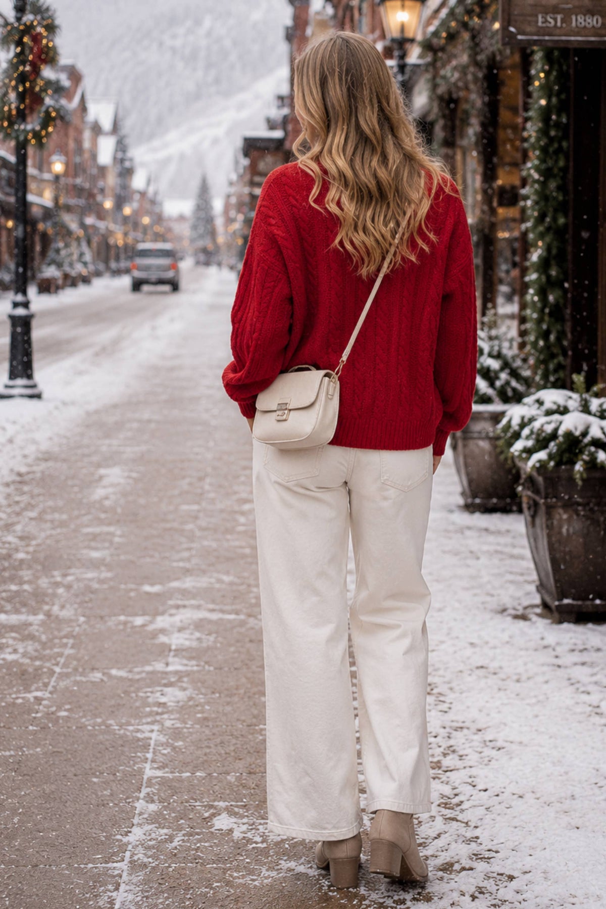 Red Ribbon Cable Knit Cardigan