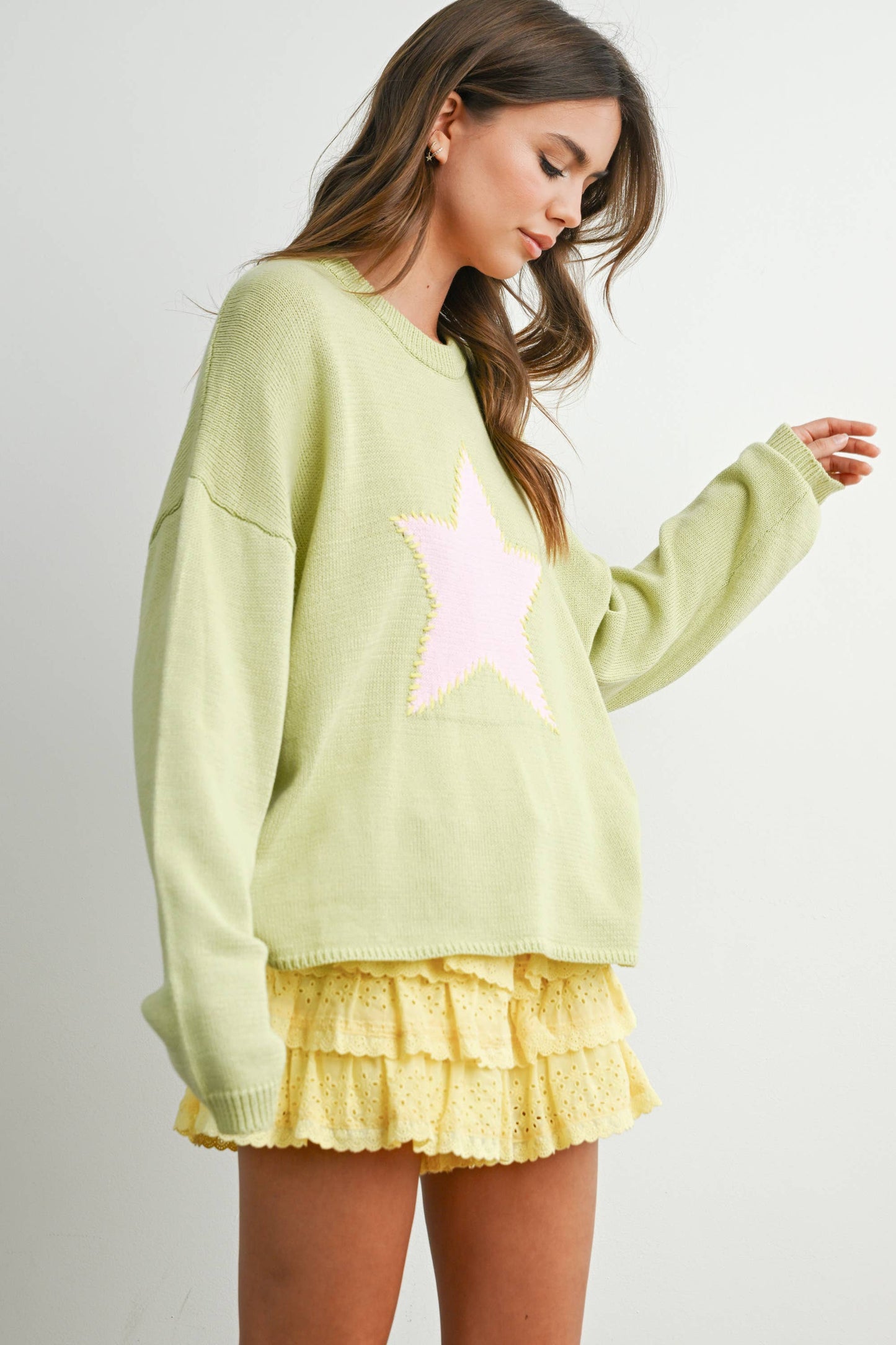 Bold Star Sweater - GREEN