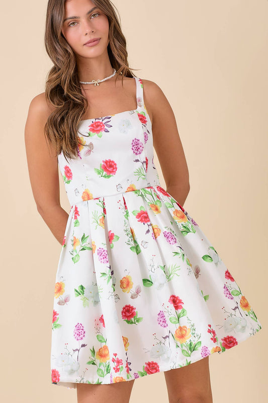 Flared Floral Mini Dress