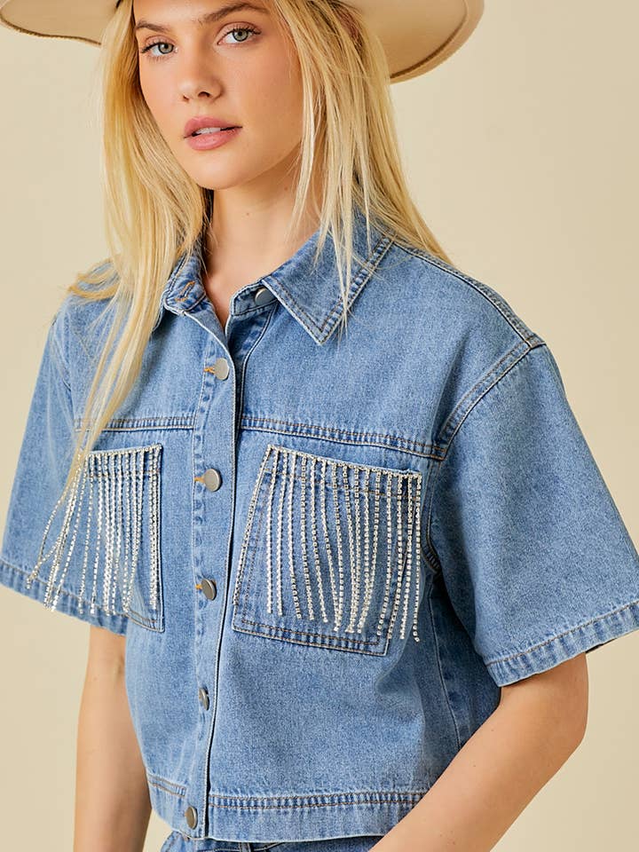 Rhinestone Cowgirl Denim Top