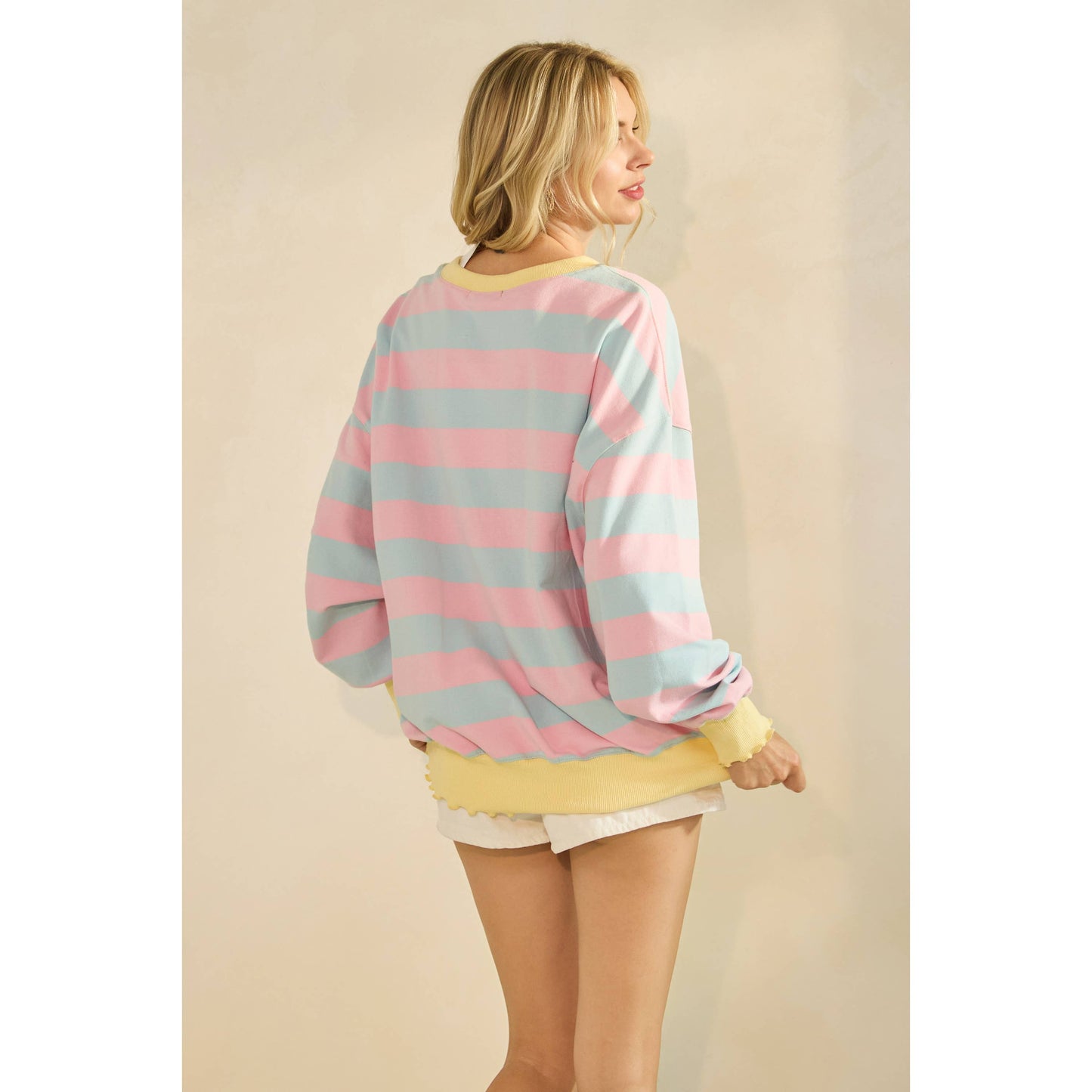 Pink & Blue Striped Knit Top