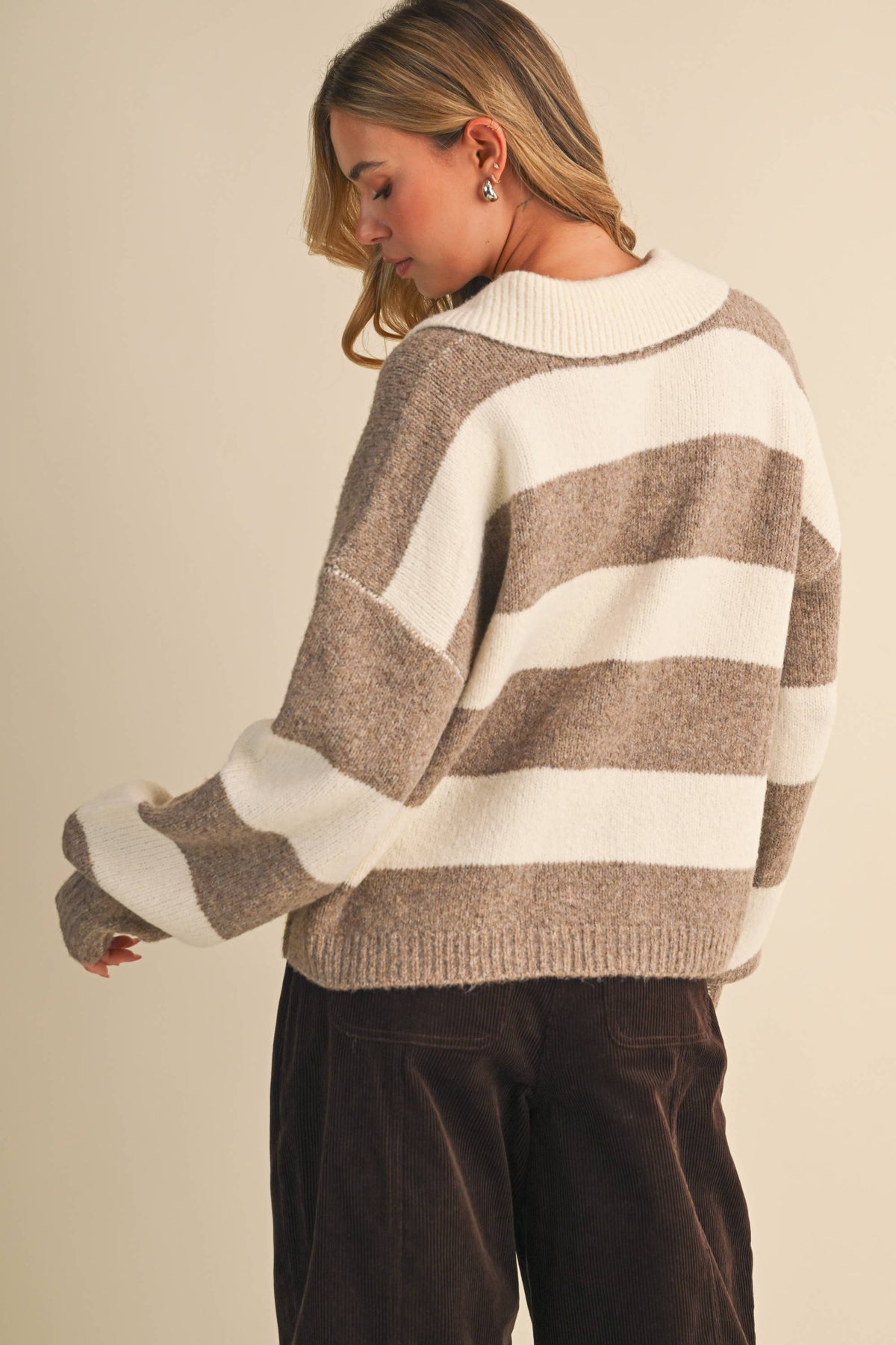 White Mocha Stripe Sweater