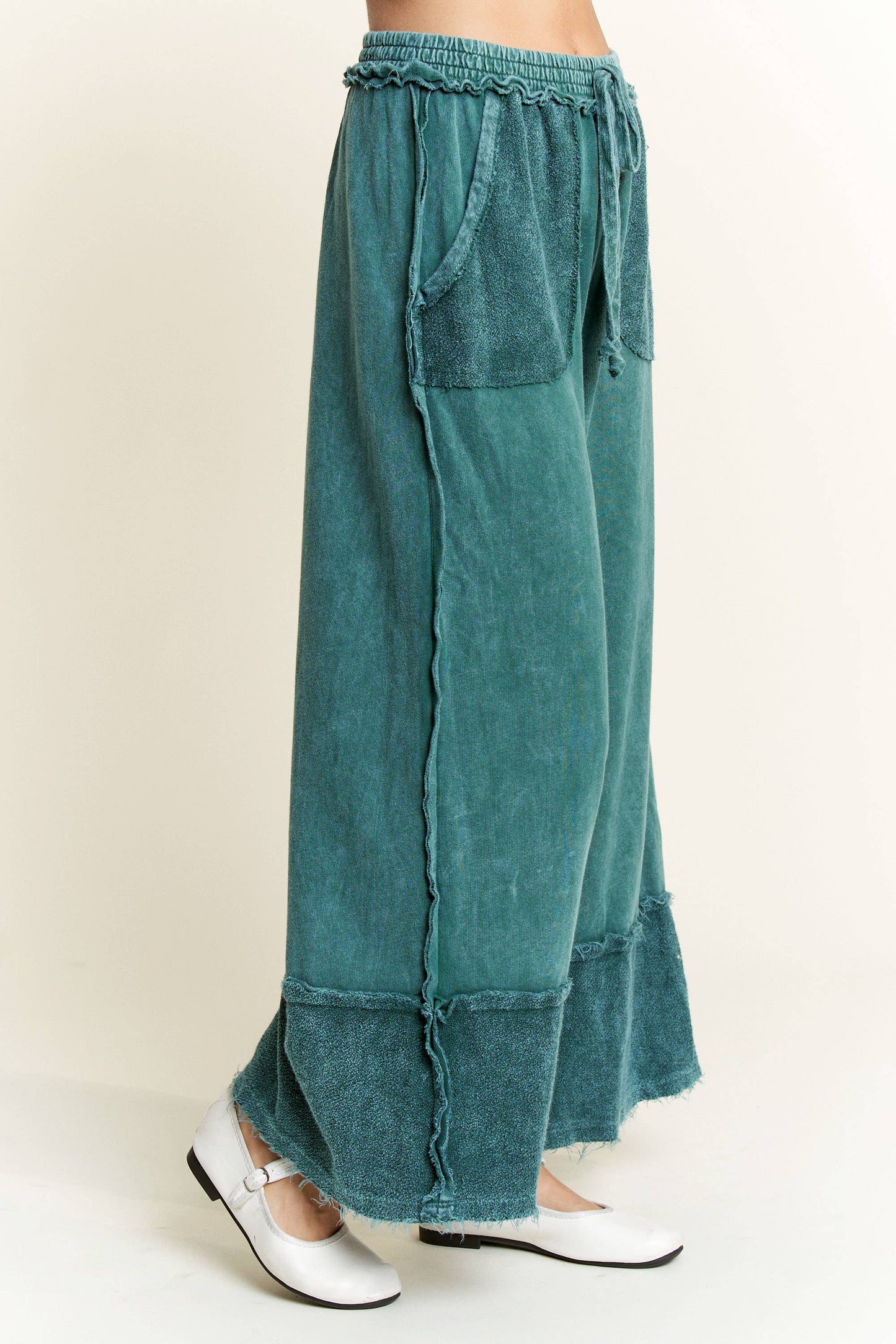 Emerald Frayed Pants