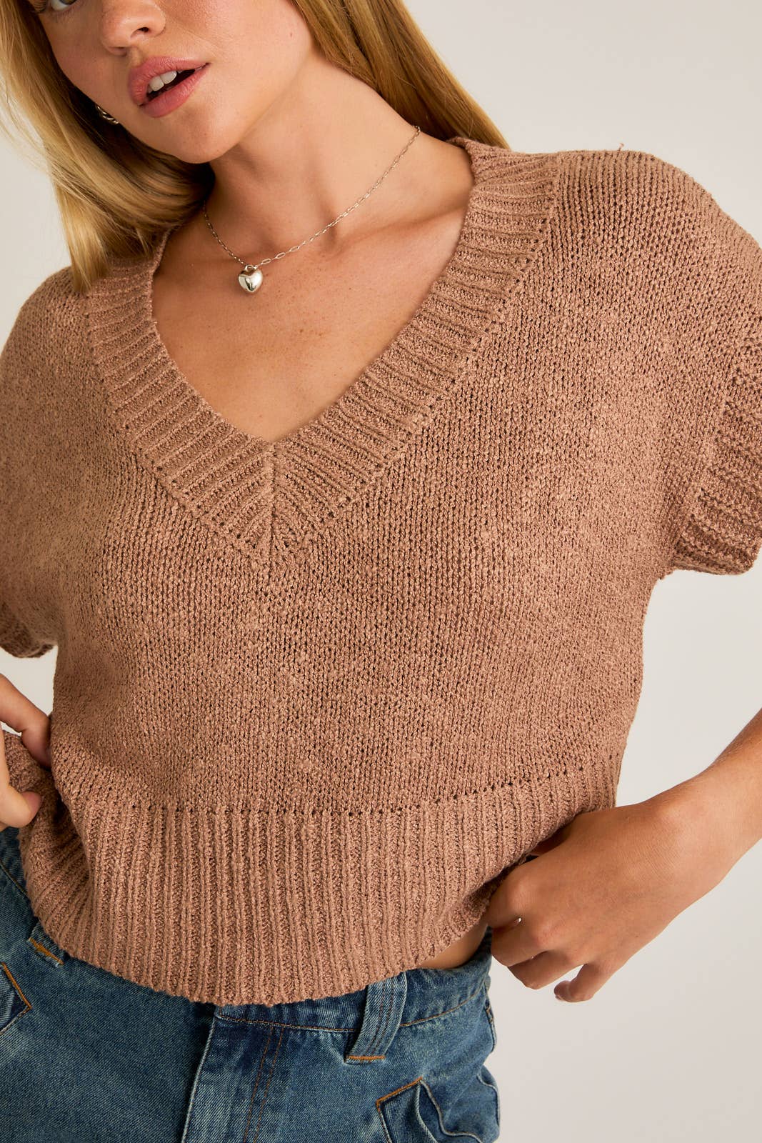 Mocha V-Neck Top