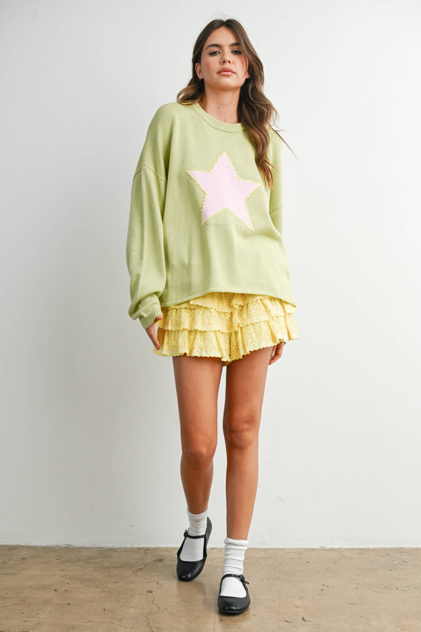 Bold Star Sweater - GREEN