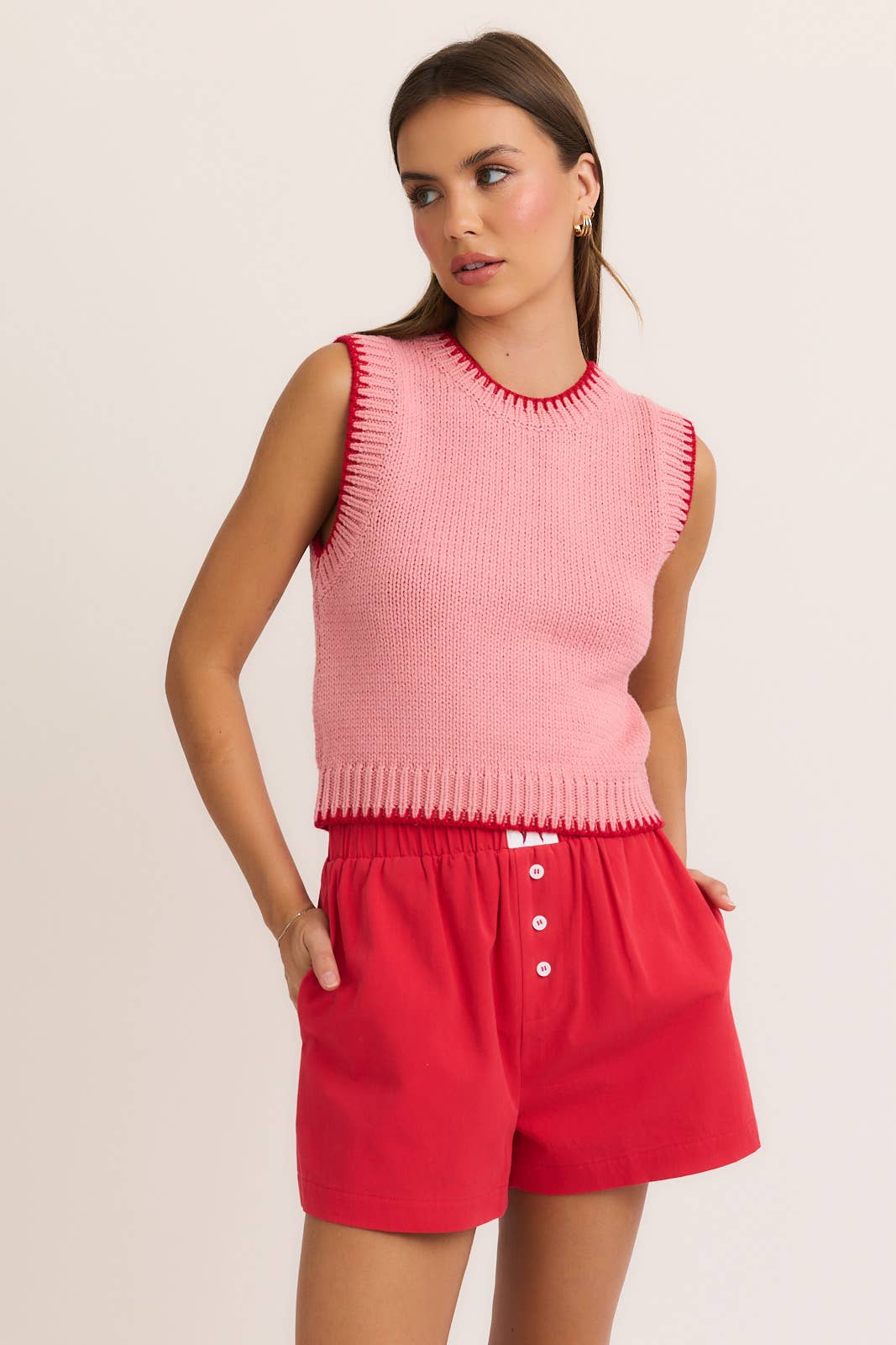 Cherry Stitching Sweater Top