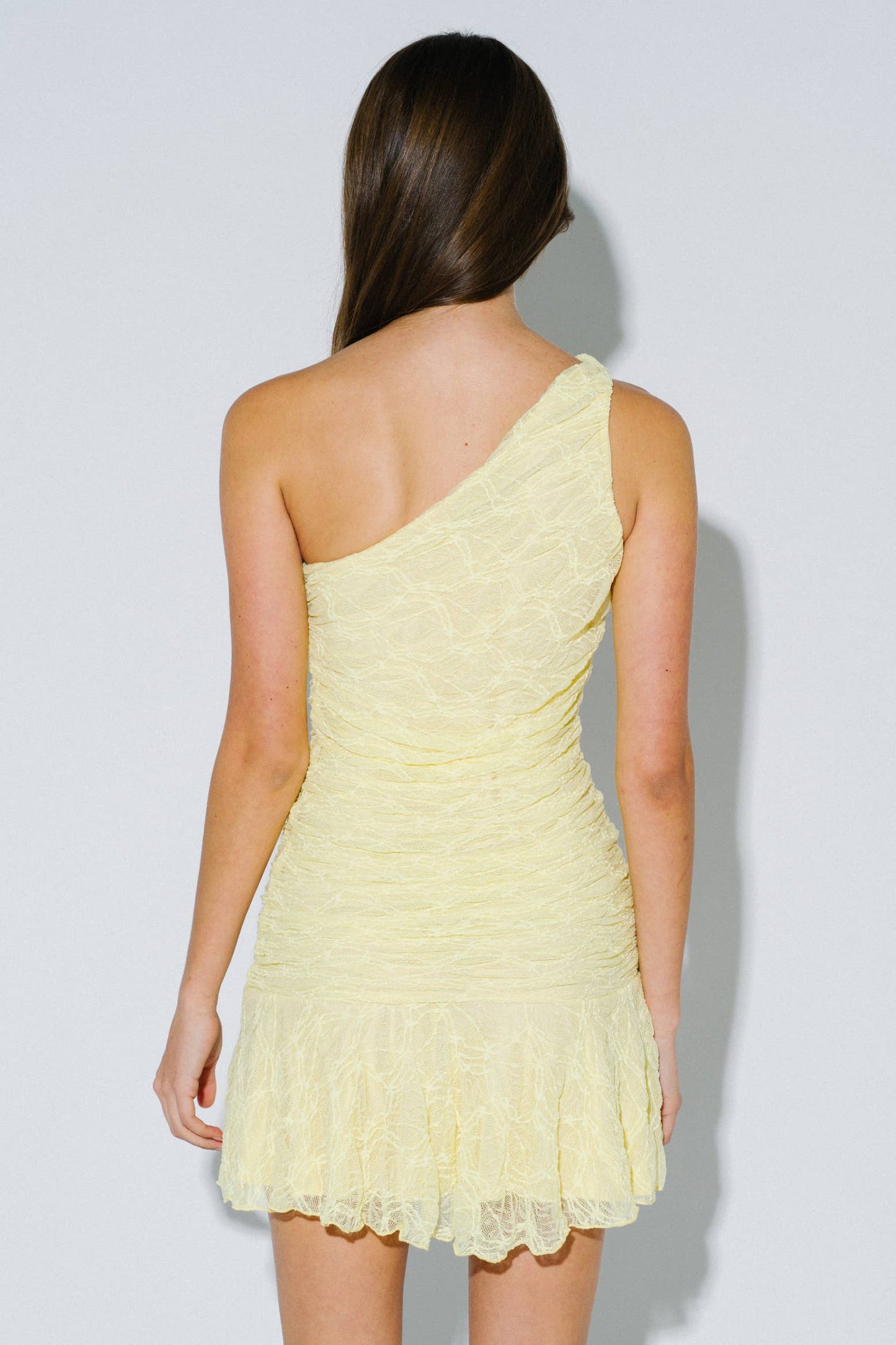 Butter Yellow Ruched Mini Dress