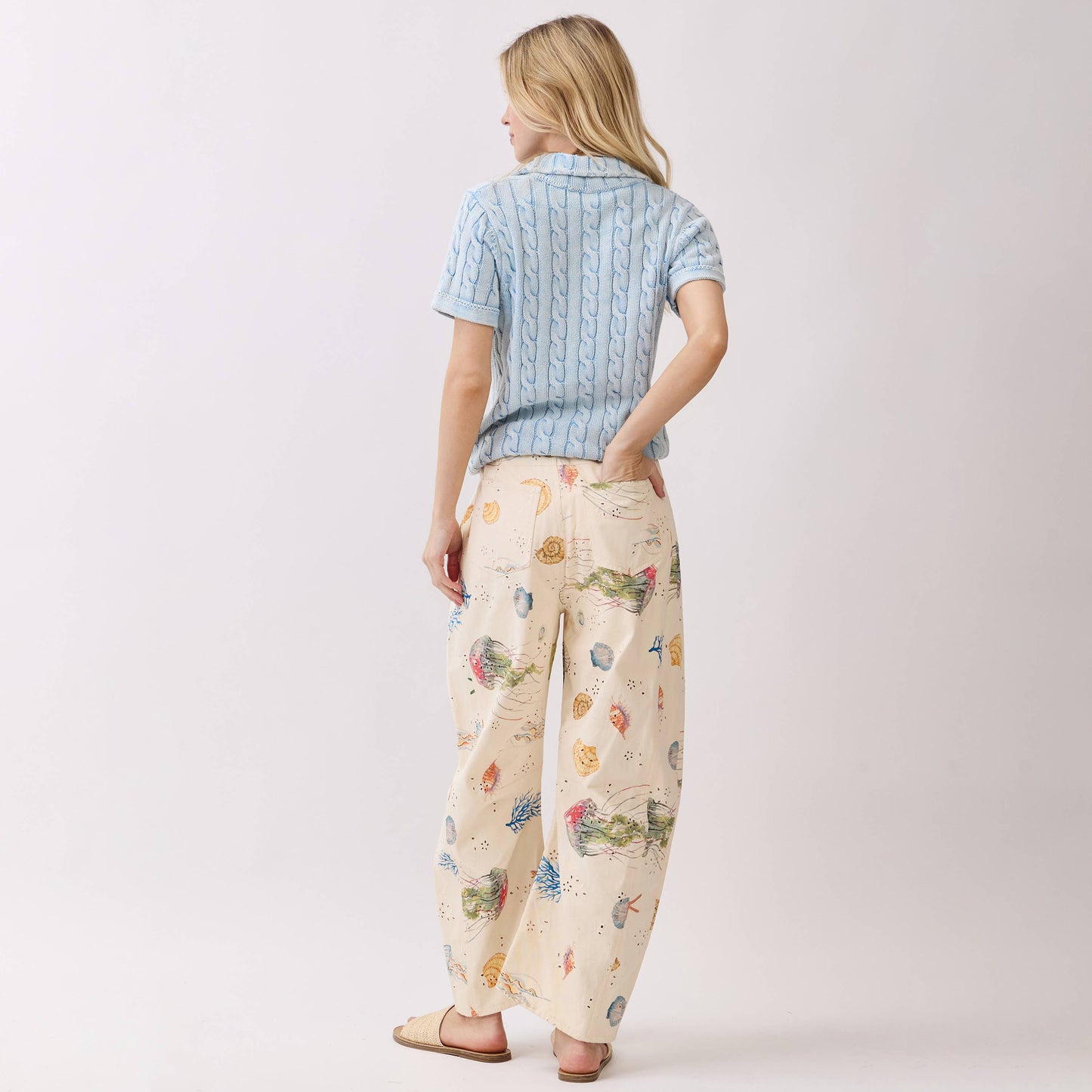 Seaside Print Barrel Pants