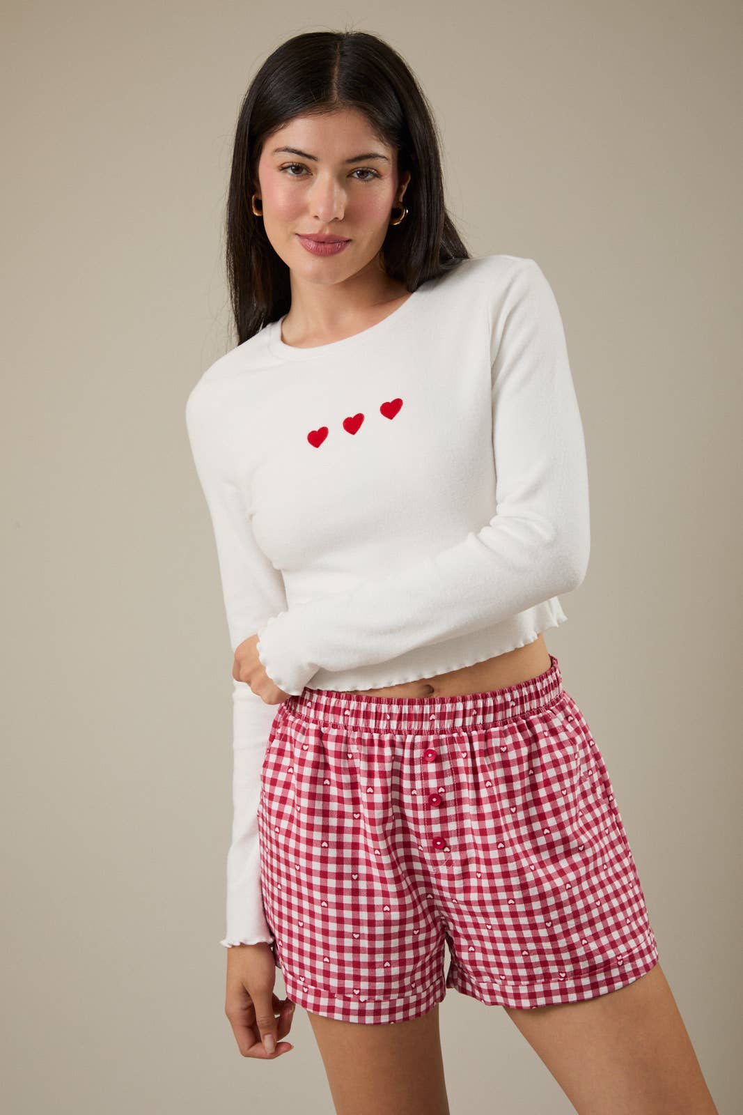 Heart Embroidered Knit Top