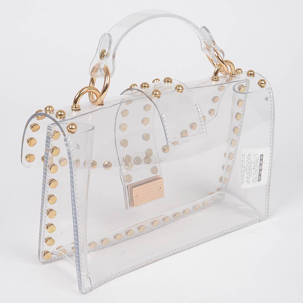 Metal Studded Clear Crossbody Bag