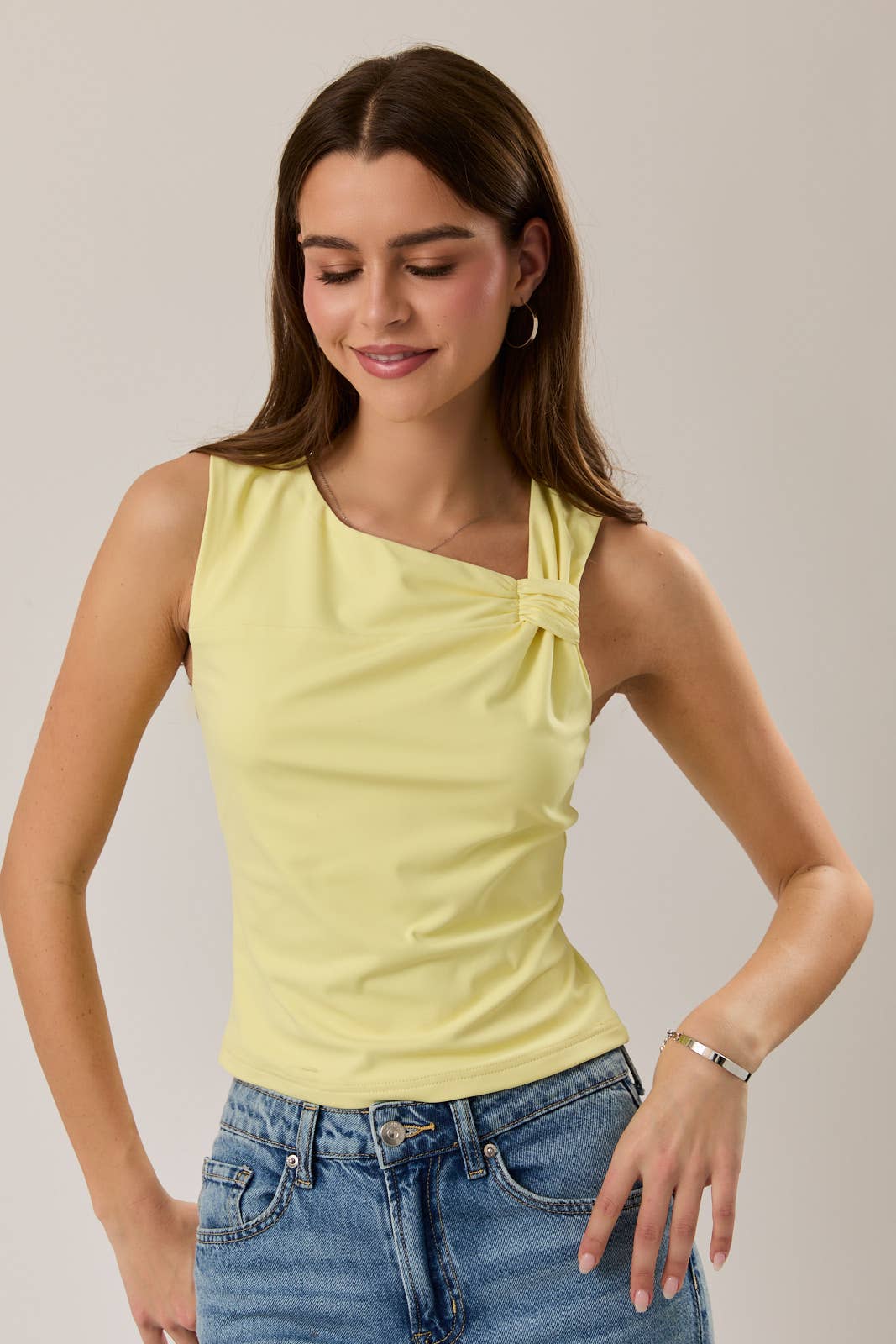 Yellow Asymmetrical Knit Top