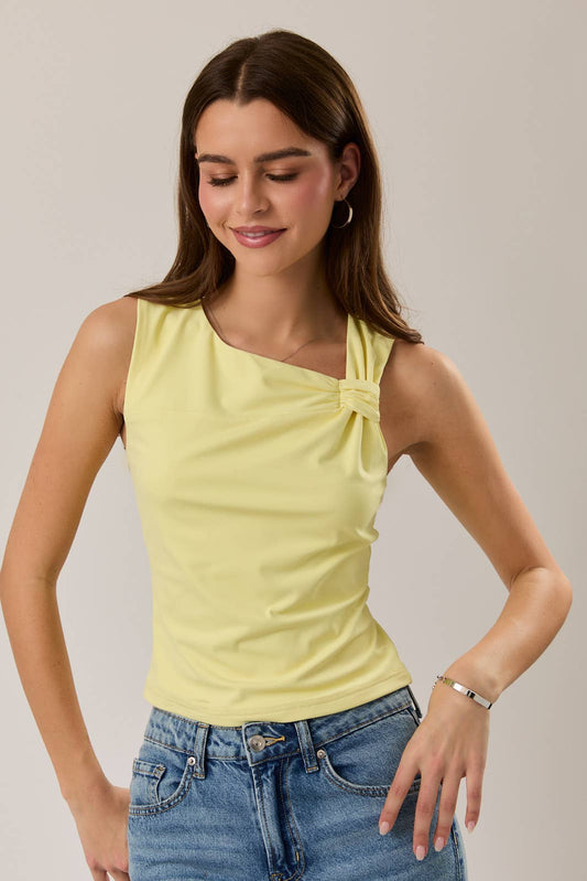 Yellow Asymmetrical Knit Top