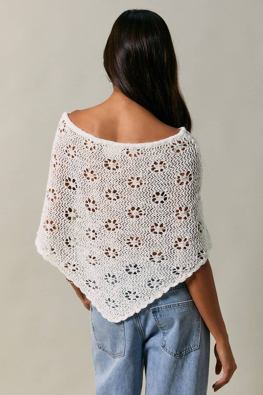 Cream Crochet Poncho