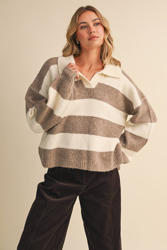 White Mocha Stripe Sweater