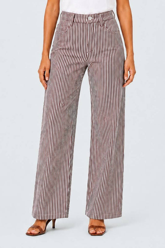 Brown Striped Straight Leg Pants