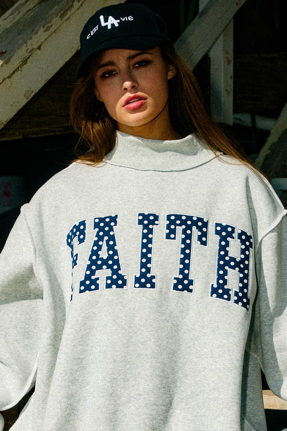 FAITH Embroidered Polka-Dot Sweatshirt
