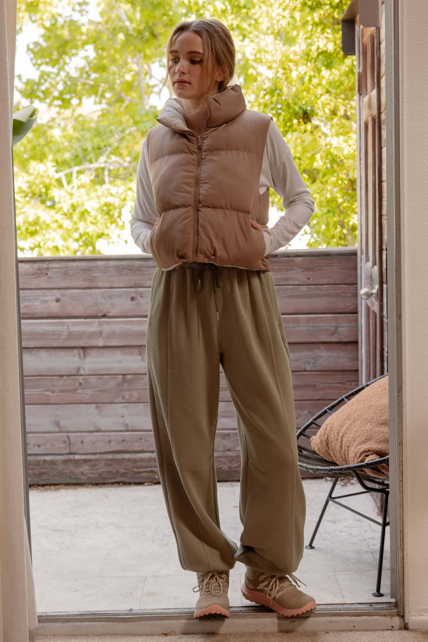 Mocha Reversible Puffer Vest