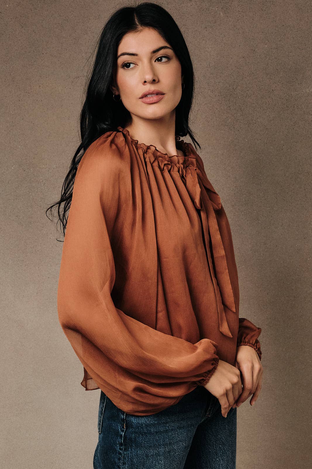 Rust Ruffled Blouse