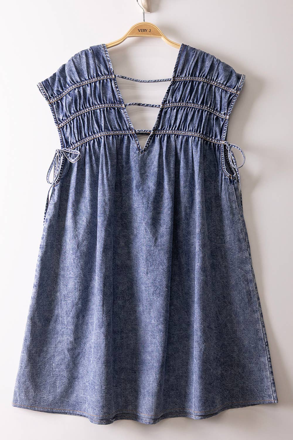 Indigo Mineral Washed Mini Dress