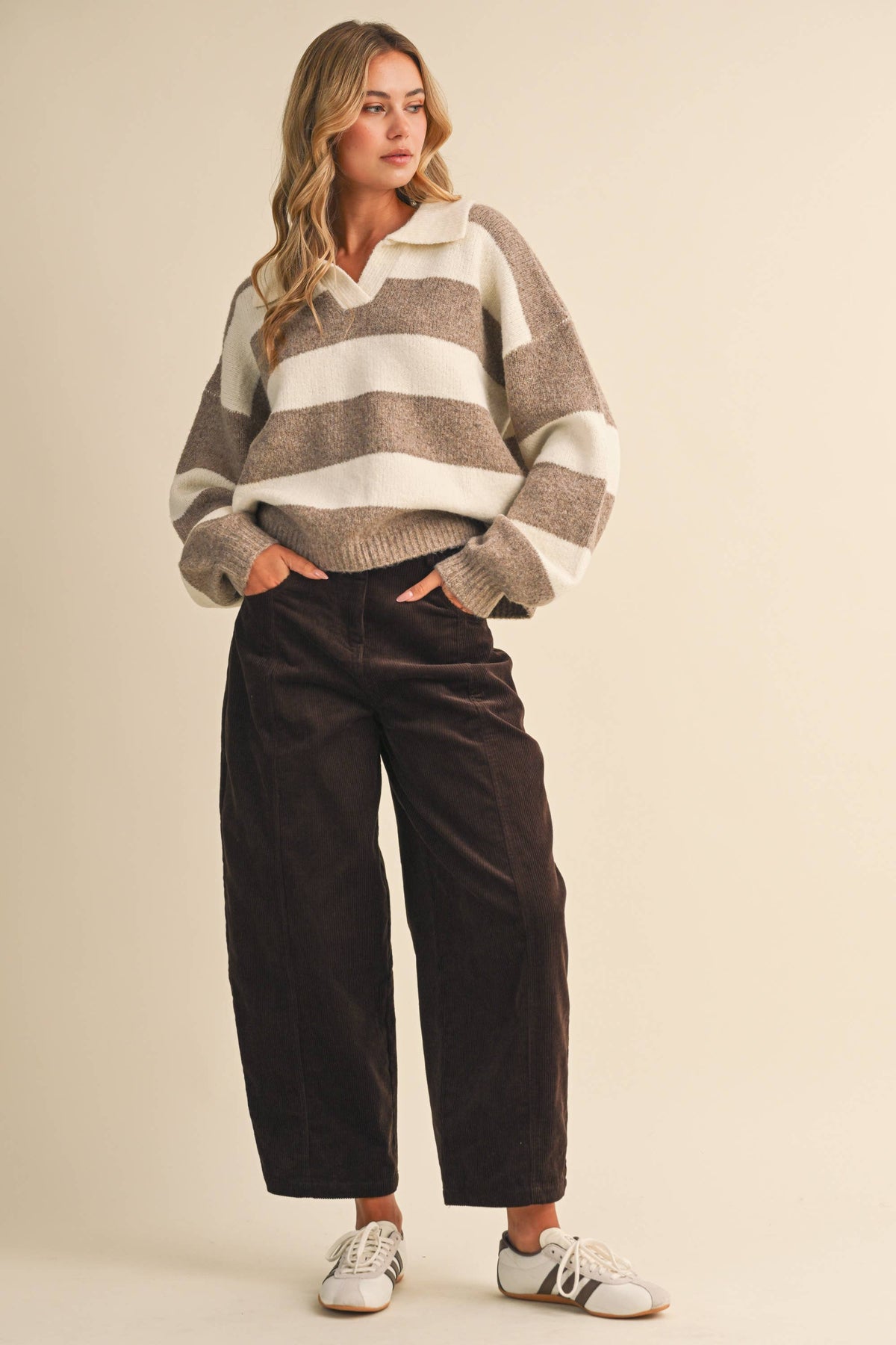 White Mocha Stripe Sweater