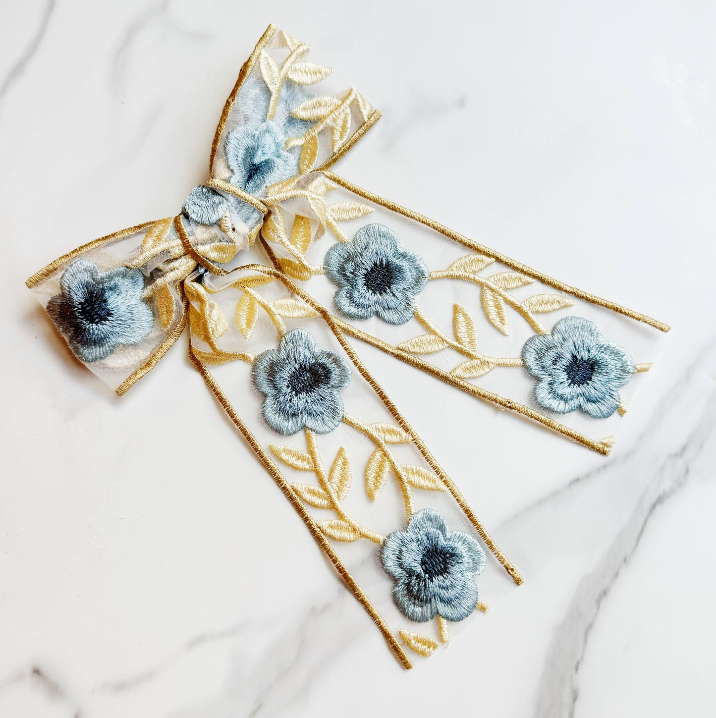 Lacey Embroidered Bow Hair Clip