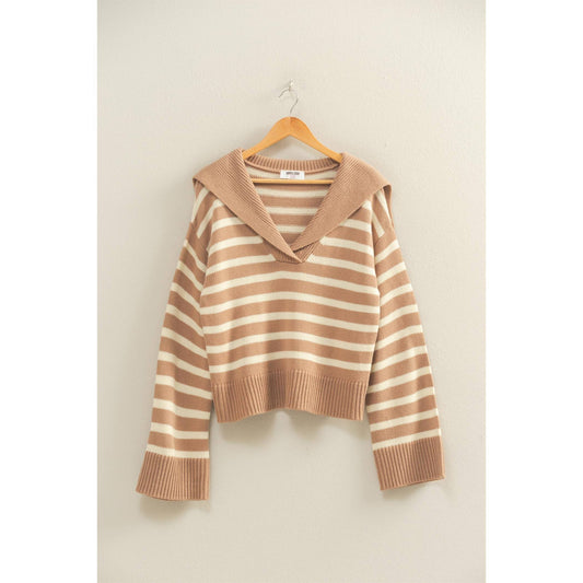 Taupe Striped Sailor Sweater