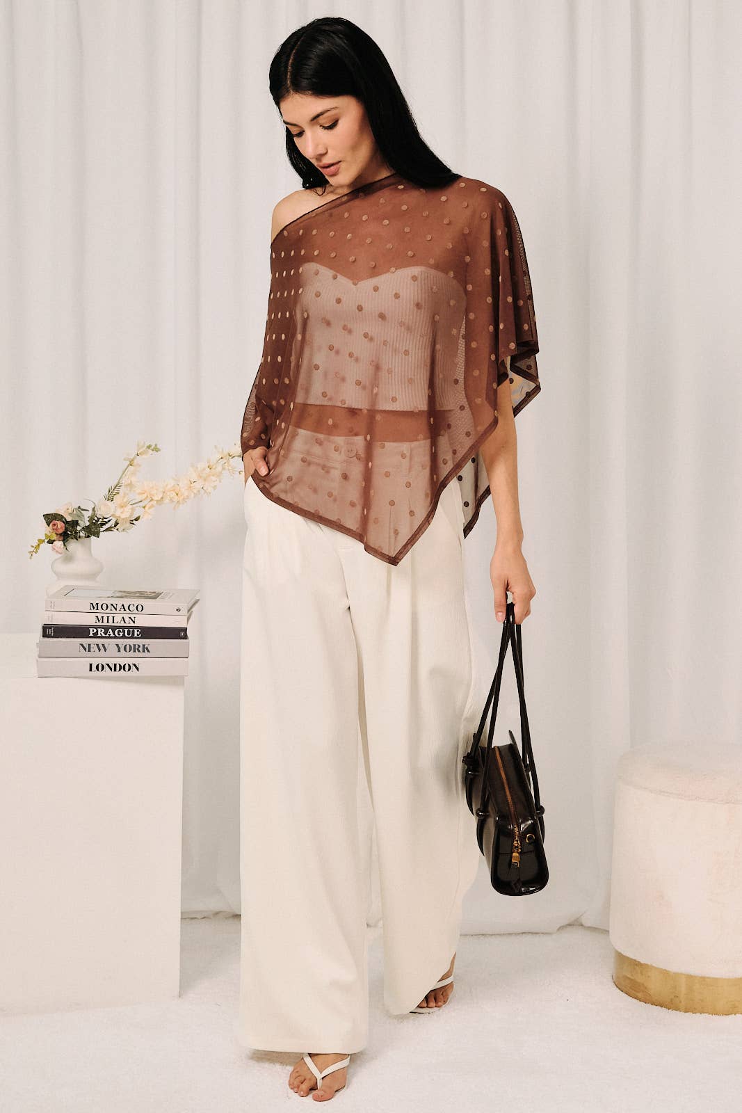 Brown Dot Mesh Poncho