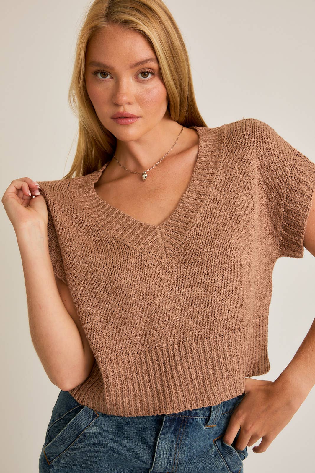 Mocha V-Neck Top