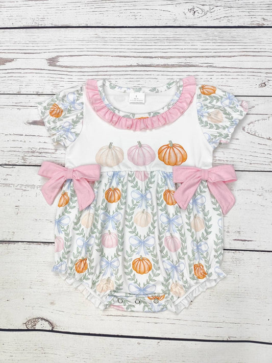 Baby Pumpkin Bow Bubble Onesie