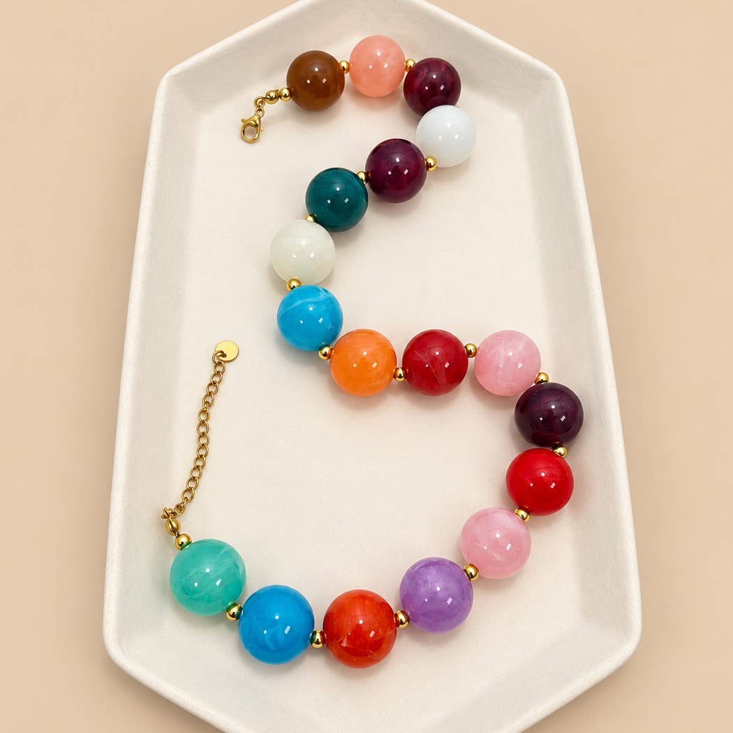 Chunky Marbled Resin Necklace