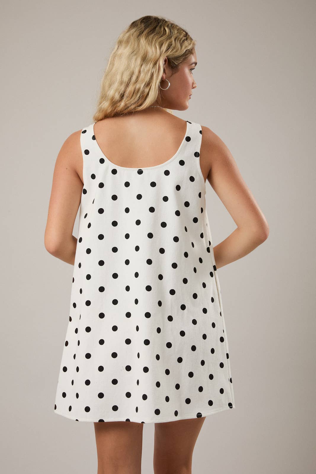 Polka Dot Denim Mini Dress