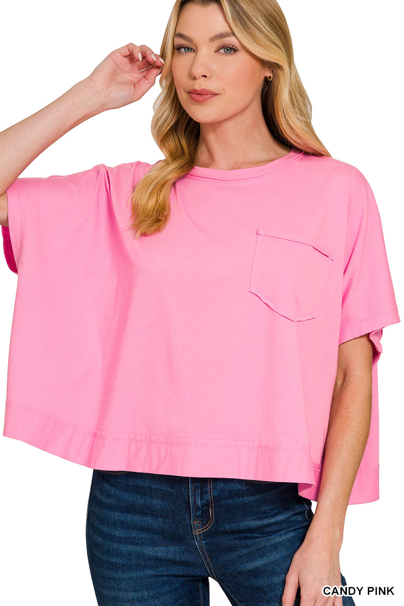 Raw Edge Boxy Top - Pink
