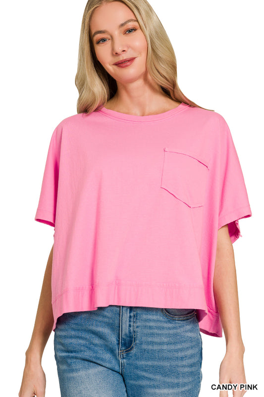 Raw Edge Boxy Top - Pink