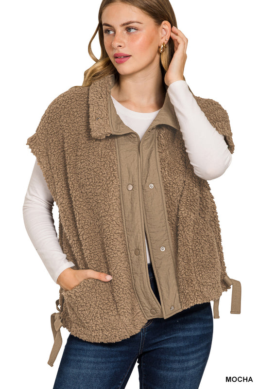 Oversized Sherpa Vest - MOCHA