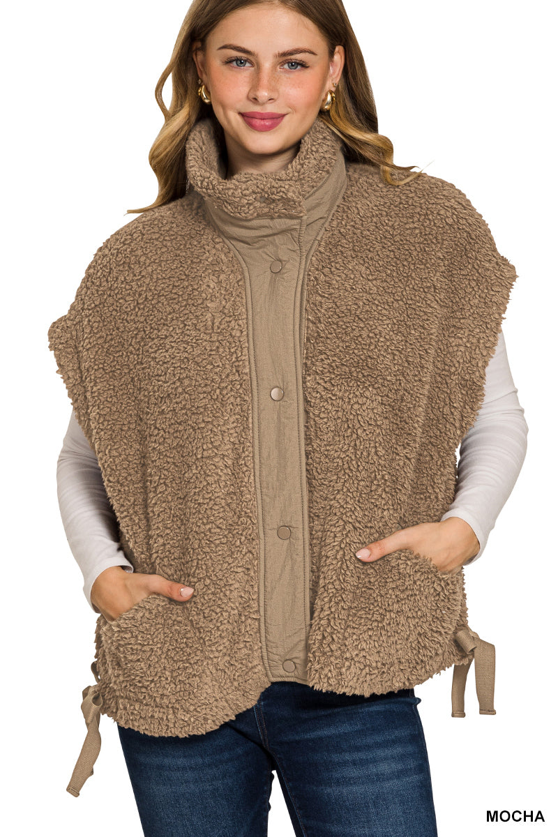 Oversized Sherpa Vest - MOCHA