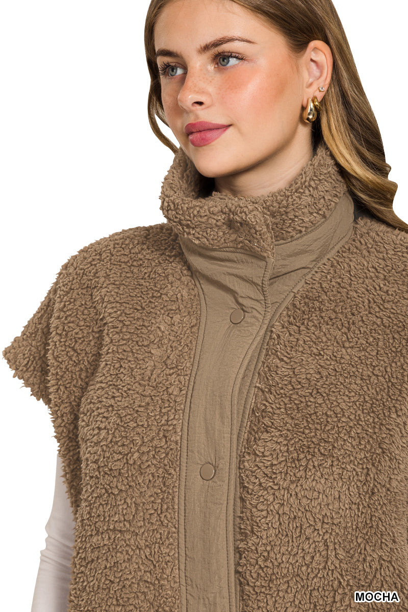 Oversized Sherpa Vest - MOCHA