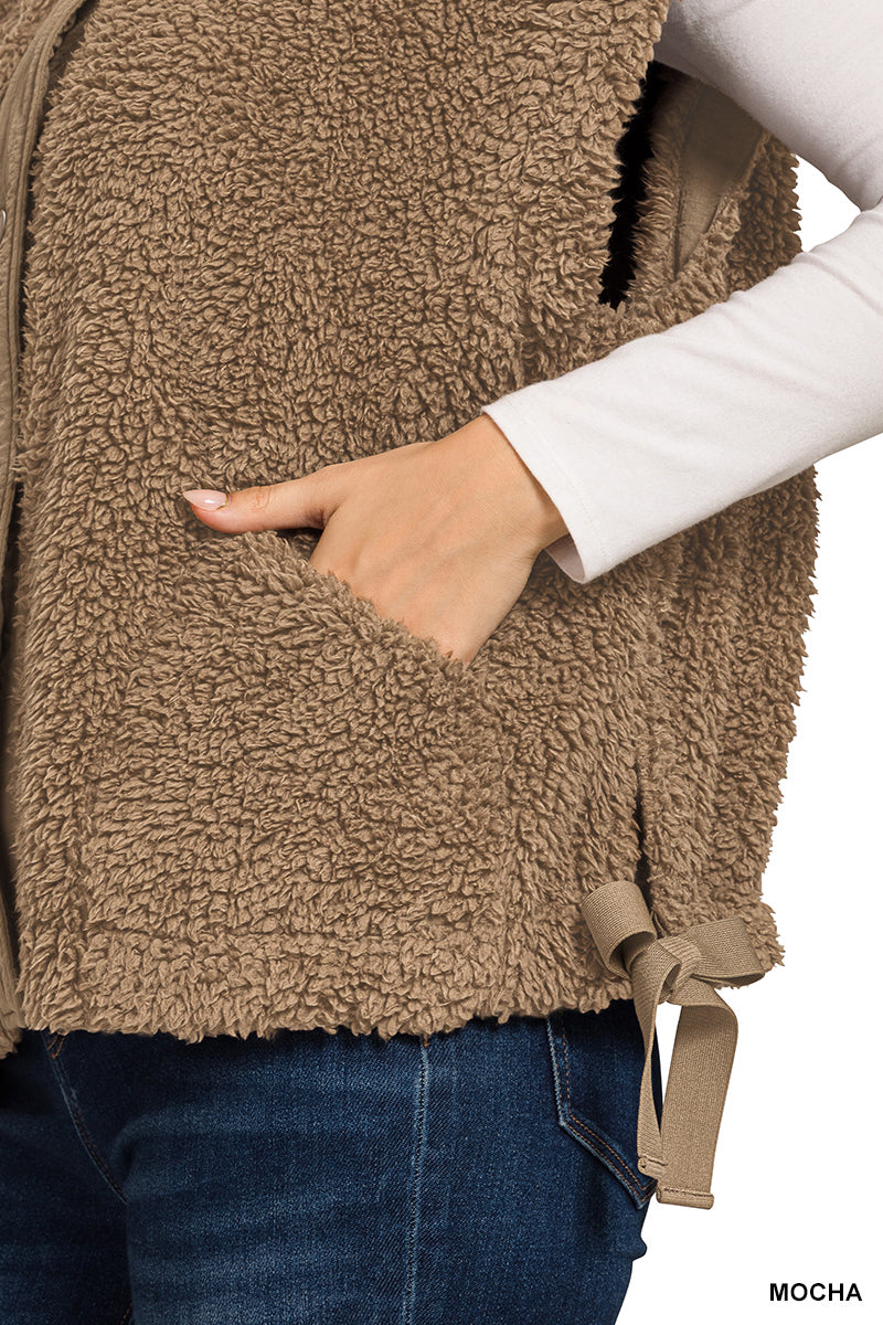 Oversized Sherpa Vest - MOCHA