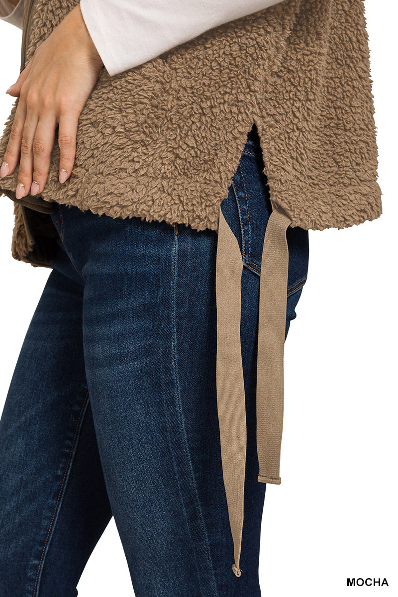 Oversized Sherpa Vest - MOCHA